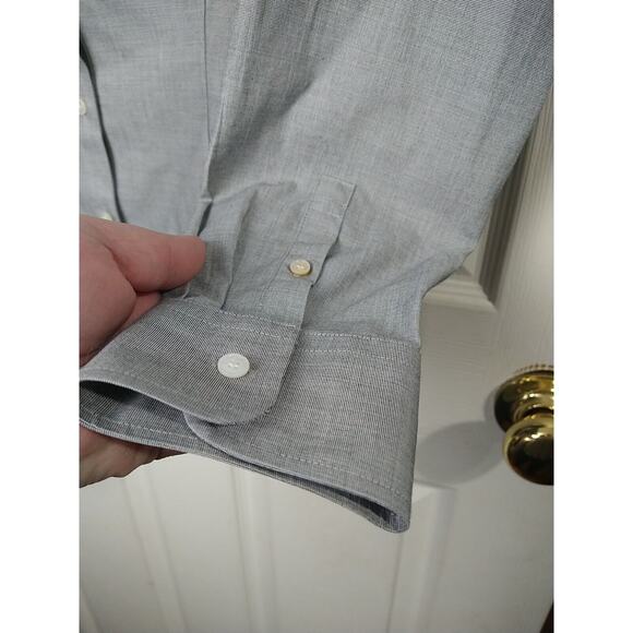 Talbots Woman 10 Shirt fitted Grey V Neck Collared Button Prof Core Long Sleeve - Picture 5 of 8